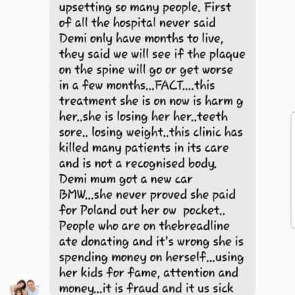The abusive message has been sent to Demi's supporters.