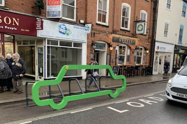 The car-shaped cycle rack in a loading bay on Southgate in Sleaford. Photo: Mark Suffield. EMN-181128-182635001