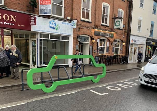 The car-shaped cycle rack in a loading bay on Southgate in Sleaford. Photo: Mark Suffield. EMN-181128-182635001