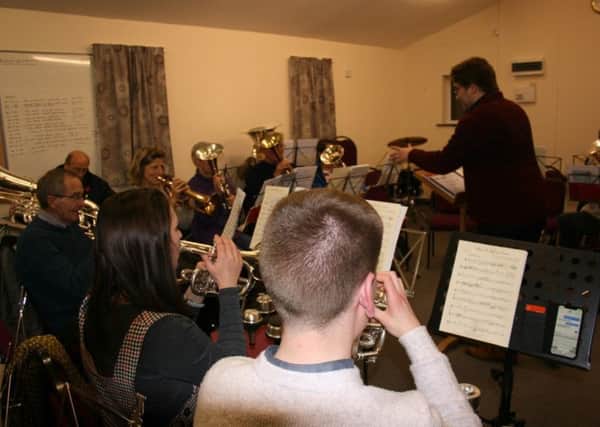 Alford Silver Band in rehearsals for the Christmas concert. EMN-180412-160800001