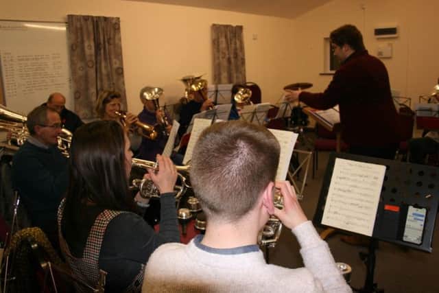 Alford Silver Band in rehearsals for the Christmas concert. EMN-180412-160800001
