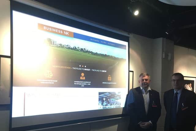 Leader of NKDC Coun Richard Wright and chief executive Ian Fytche at the launch of BusinessNK's new website and the strategy plan for Sleaford. EMN-181217-171457001