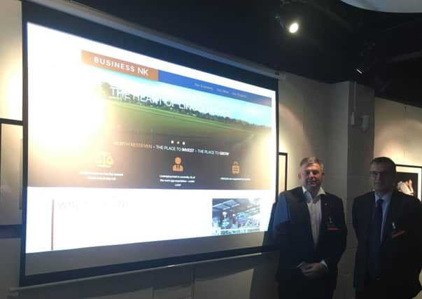 Leader of NKDC Coun Richard Wright and chief executive Ian Fytche at the launch of BusinessNK's new website and the strategy plan for Sleaford. EMN-181217-171457001