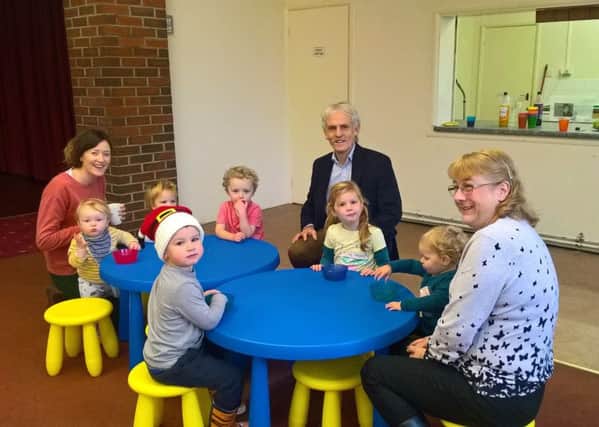 Coun Mike King visiting Billingborough Baby and Toddler Group.