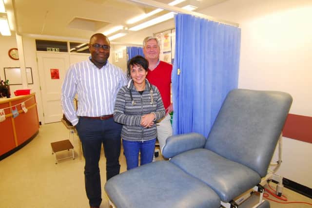 Three of the Sleaford Medical Group Partners Dr Gaspar Da Silva, Dr Vindi Bhandal and Dr Elton Pardoe. EMN-181218-103104001