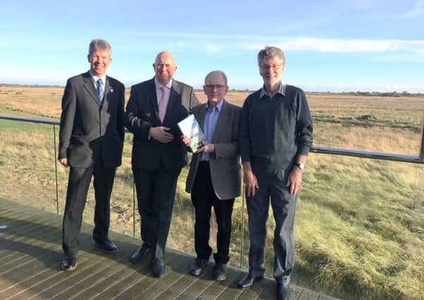 Lincolnshire Wildlife Trust chief executive Paul Learoyd, LCC Coun Colin Davie, author Barrie Wilkinson and Trust chairman David Cohen.