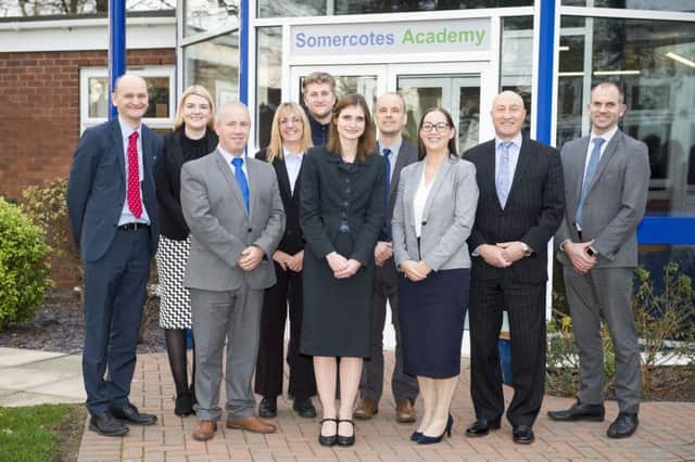 Somercotes Academy senior staff and students celebrate their 'Good' rating by Ofsted. (Picture: Sean Spencer).