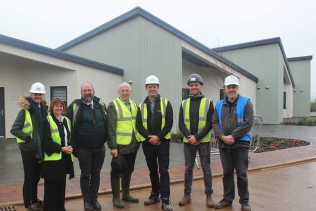 Coun Jeff Summers (centre) at the technical talk with representatives of Gusto Homes and West Lindsey Building Control EMN-181218-003253001