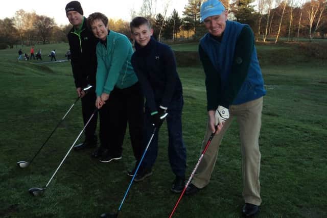 In with the new. New captains drive off their year at the first tee. From left - Bob Pearce (men's) Mel Gregory (ladies), Tom Carter (juniors), Danny Mellor (seniors). EMN-181220-100756002