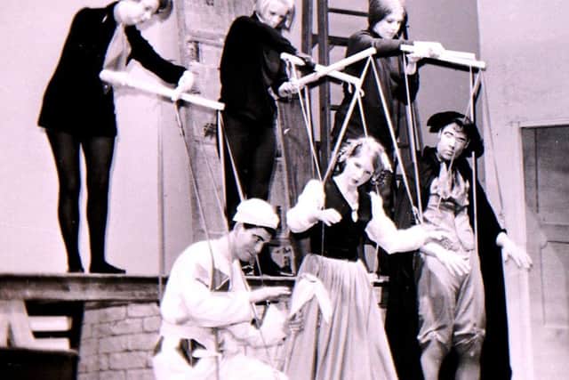 'Puppeteers' in RAF Cranwell Little Theatre's proudction of Pinocchio in January 1970. EMN-181228-143350001
