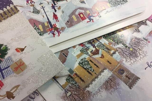 Glittery Christmas cards.