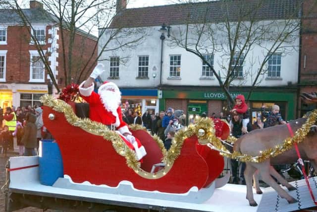 Father Christmas in Market Rasen on Christmas Eve
