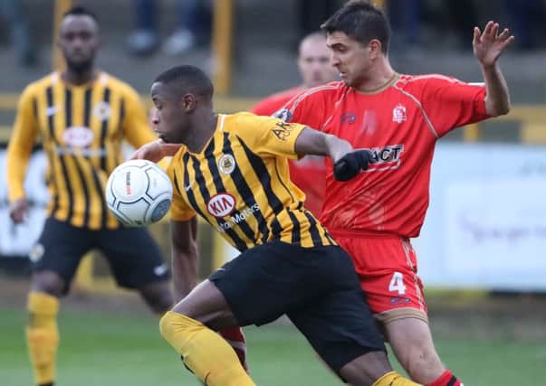 Jonathan Wafula in action against Alfreton on Boxing Day.
