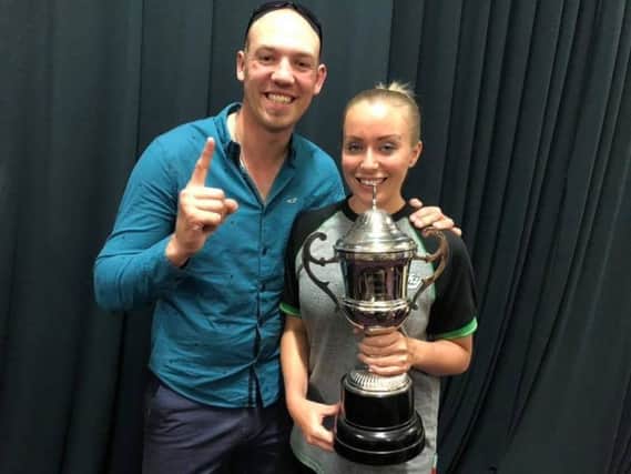 Hickman with partner Natalie and the Robert Holden Trophy EMN-181230-155419002