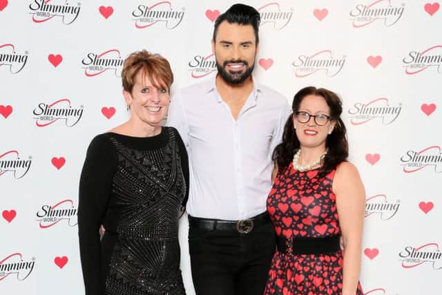 Slimming World consultants Sue Woodford and Pam Cole meet singer and presenter Rylan Clark-Neal. EMN-181231-152842001