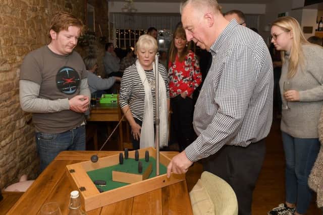 Christmas Pub Games Night at Crown and Anchor, Welby. David Langley playing table skittles PHOTO: David Dawson