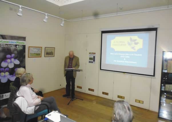 Stuart Crooks Vice Chairman of the Sir Joseph Banks Society giving a talk in the exhibition room. Photo: Bob Wayne EMN-190701-170714001