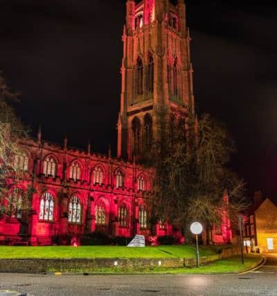 St James Church was lit up red to raise awareness for mental health. Photo: Chris Howell (Click Howell Photography) St James Church has been lit up red to raise awareness for mental health. Photo: Chris Howell (Click Howell Photography)