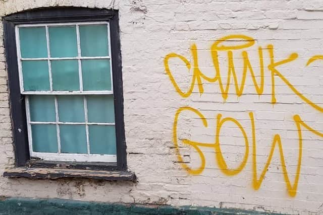 An example of the graffiti sprawled around the high street in Alford. ANL-190701-083819001