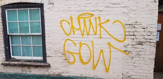An example of the graffiti sprawled around the high street in Alford. ANL-190701-083819001
