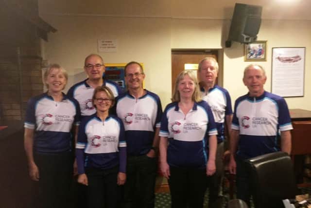 Most of the group of 10 take part in the fundraiser in memory of Skegness woman Bev Damms.