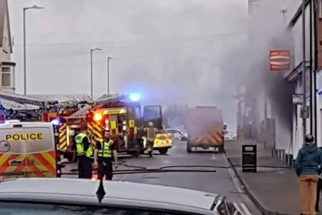 Fire crews at the scene of a fire at the Seaview Fish and Chip shop in Skegness. ANL-190701-160859001