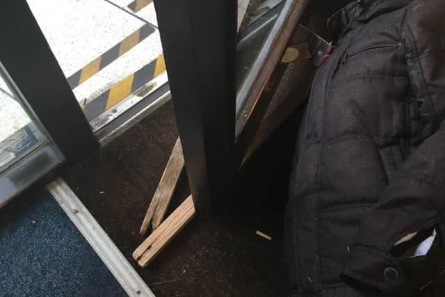 The mess left behind by the would-be burglar at Wiseguys in Sleaford. Photo by Wiseguys. EMN-190901-132757001