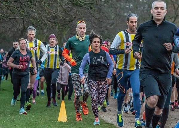 At the start of the Grantham parkrun.