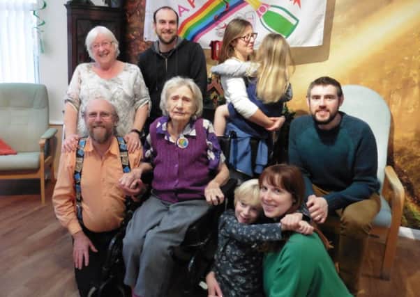 Bea with family during celebrations organised by Syne Hills Care Home.