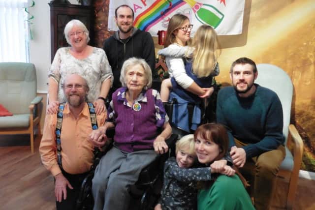 Bea with family during celebrations organised by Syne Hills Care Home.