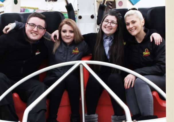Aiming high with their careers at Fantasy Island - (from left) Isaac Turner, Heidi Watson, Jessica Moorehouse and Paige Harris. ANL-191101-141906001