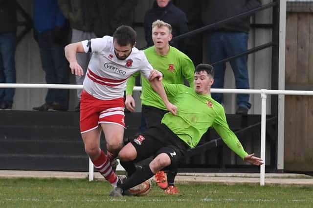 Skegness Town football action. Richard Ford.