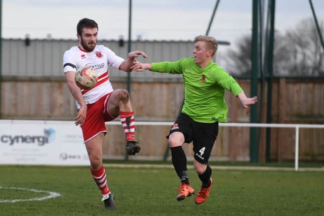Skegness Town football action. Richard Ford.