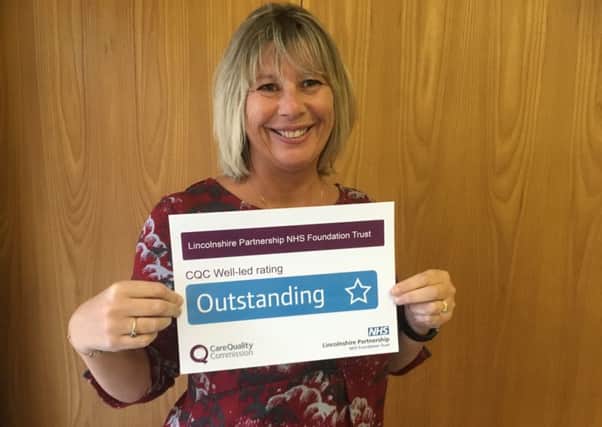 Anne-Maria Newham, Interim Chief Executive of Lincolnshire Partnership Foundation Trust celebrates being rated outstanding by the CQC for leadership. EMN-190115-163131001