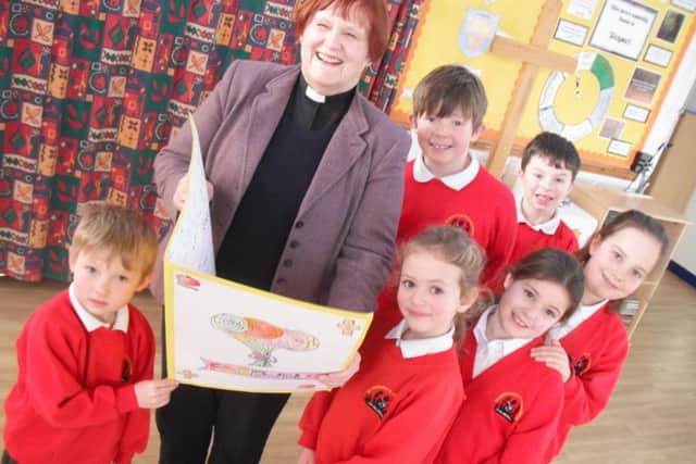 Saying 'thank you' and 'goodbye' at St Andrew's CofE Primary School, Leasingham.