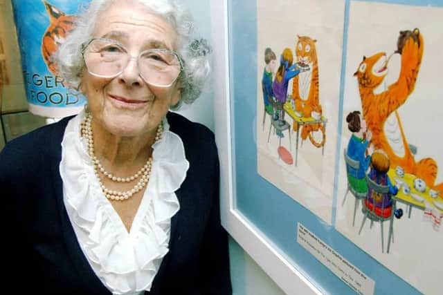 Author Judith Kerr pictured with some of her artwork.