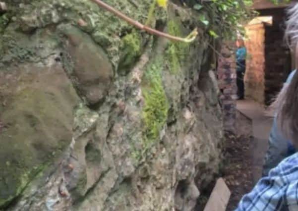 A surviving section of the towns Roman Wall off St Marys Square.  It is under threat from age and erosions
