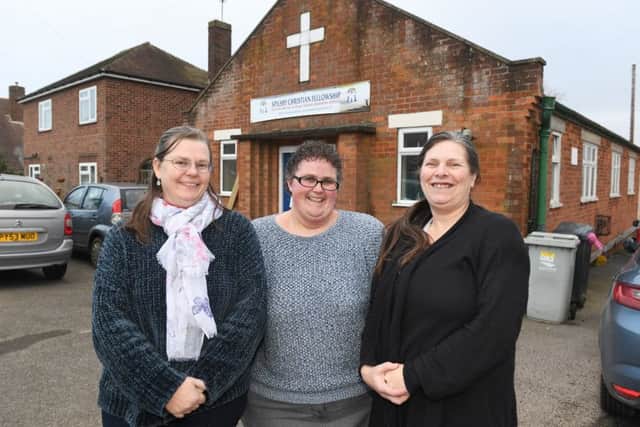 Pictured outside the Spilsby Christian Fellowship building are (from left) Trish Freeman, Vicki Ireland and Judith Coe . Photo: MSKP-190119-13 ANL-190121-143307001