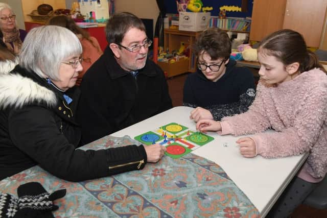 Launch of Intergenerational Group in Spilsby with (from left) Lyn Gaylard, Tony Gaylard, Nate Freeman 13, Emma Cartwright 11. ANL-190121-143353001