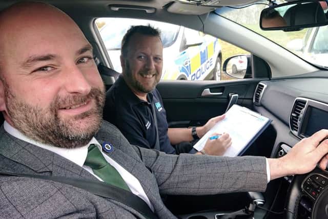 Lincolnshire Police and Crime Commissioner Marc Jones with Richard Hardesty of Lincolnshire IAM. EMN-190121-170842001
