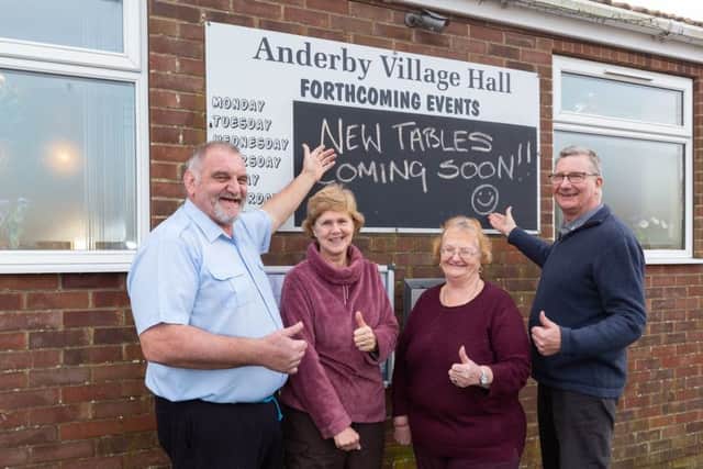 Committee members at Anderby Village Hall, where funds are to be spent on equipment.