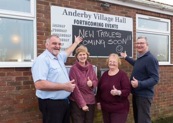 Committee members at Anderby Village Hall, where funds are to be spent on equipment.