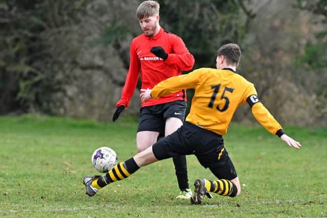 Aiden Morgan. Coningsby Reserves v Skegness Town A. photo: John Aron.