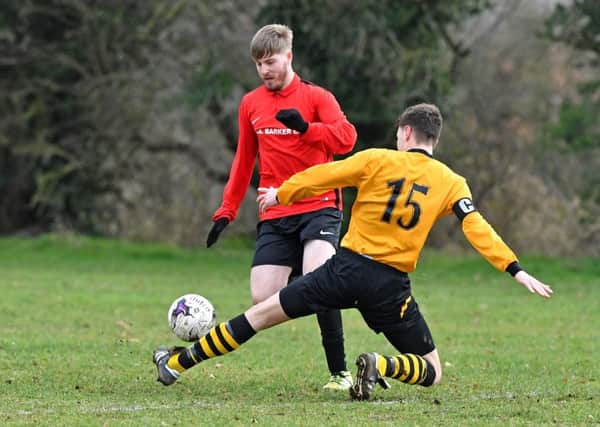 Aiden Morgan. Coningsby Reserves v Skegness Town A. photo: John Aron.