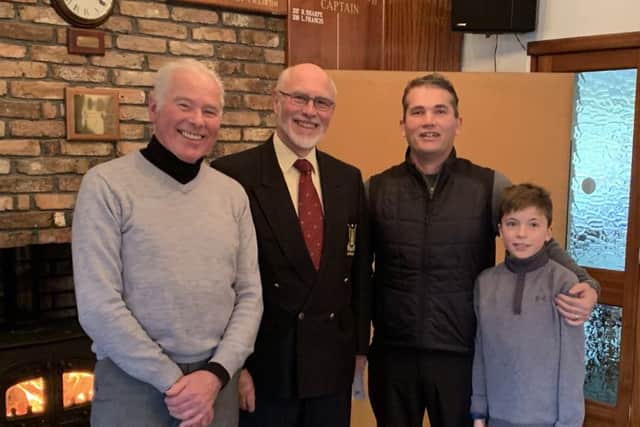 Terry, Neil and Zac with club captain Philip Sale.