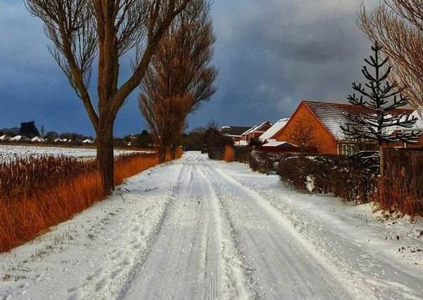 There is a Yellow Warning for snow and ice across the East Midlands today. Thank you Julie Sadler for this picture taken near Skegness. ANL-190129-082352001