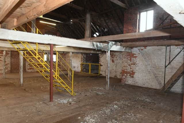Inside one of the warehouse buildings. Photos by David Dawson.