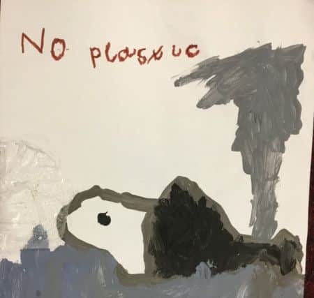 A 'No Plastoc' poster designed by a pupils of Friskney All Saints (C of E) Primary School . ANL-190402-103133001