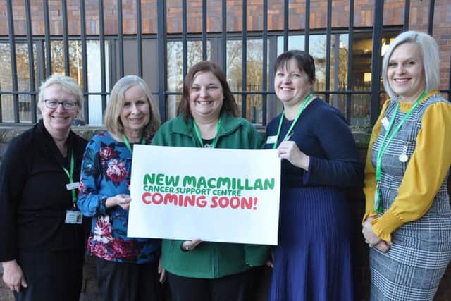 Macmillans Lincolnshire Cancer Information and Support team outside the site of the new centre. EMN-190402-134406001