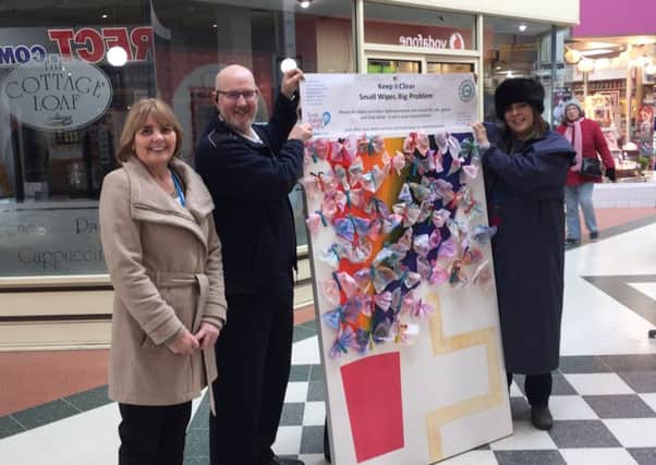Pictured (from left) Jackie Lane, Steve Andrews, centre manager, Hildreds Shopping Centre, and Collette Parker, from Anglian Water.